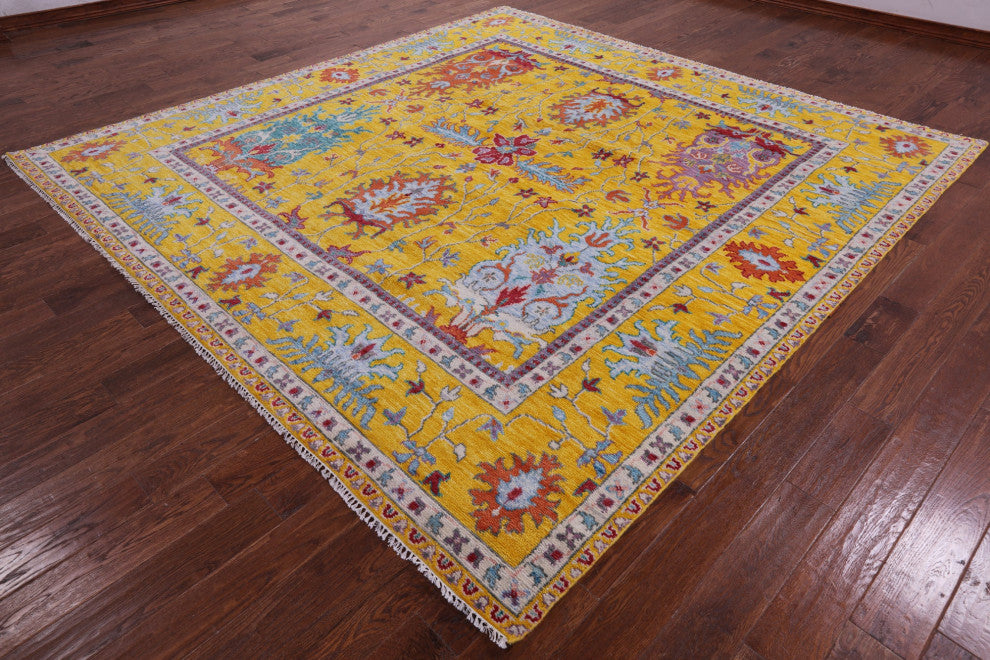 10' Square Turkish Oushak Hand-Knotted Wool Rug - Q13274