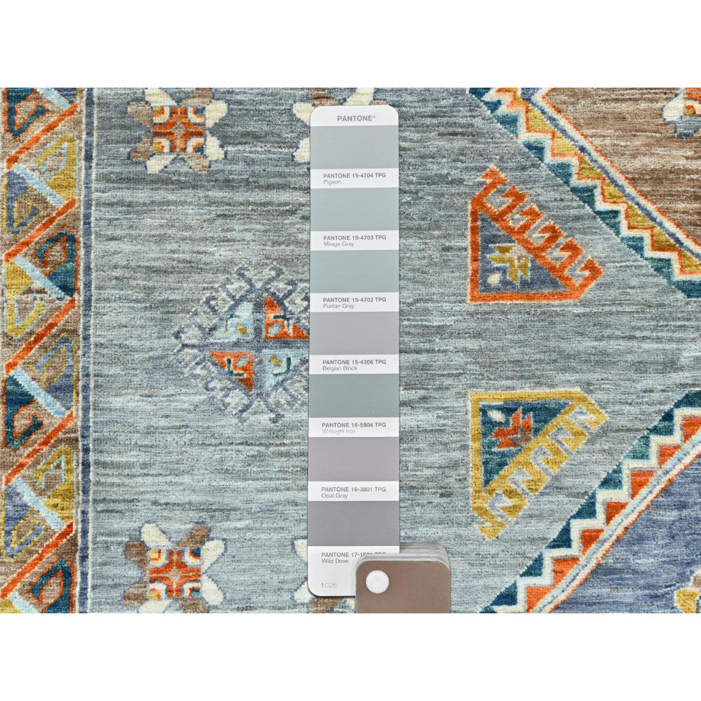 Silver Gray Wool Hand Knotted Armenian Inspired Design 200 KPSI Rug, 8'3"x9'7"