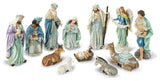 12-Piece Deluxe Blue Resin Nativity Figurine Set