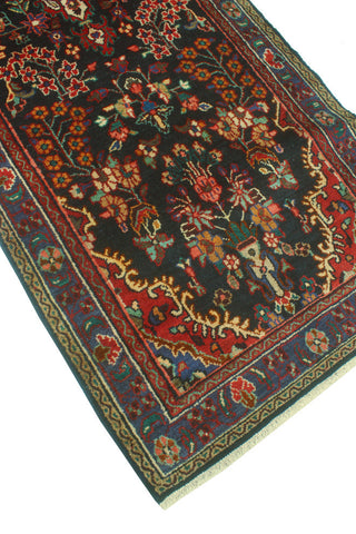 Fine Vintage Distressed Andromac Charcoal/Blue Runner, 3'6 x 10'2