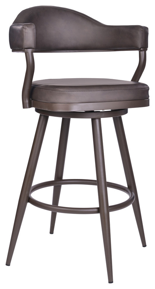 Darrel 26" Counter Stool, Brown Powder Coated and Vintage Brown Faux Leather