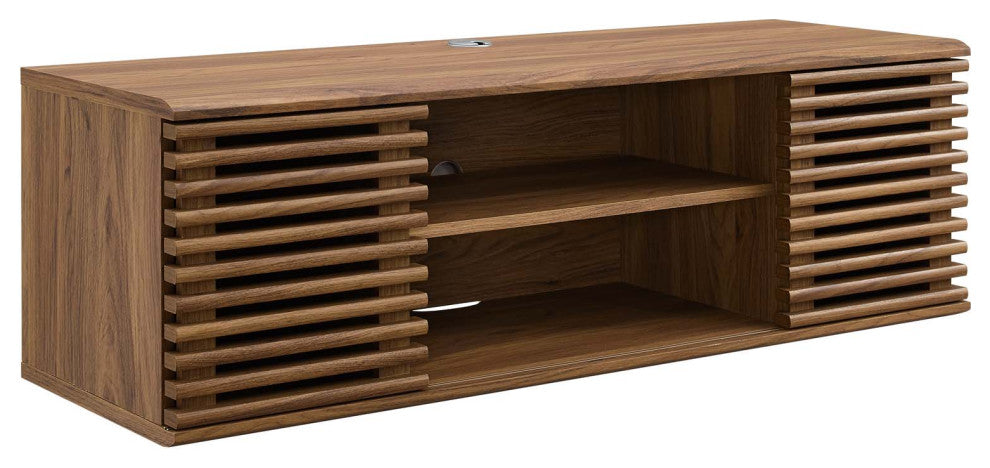 Render 46" Wall-Mount Media Console TV Stand, Walnut