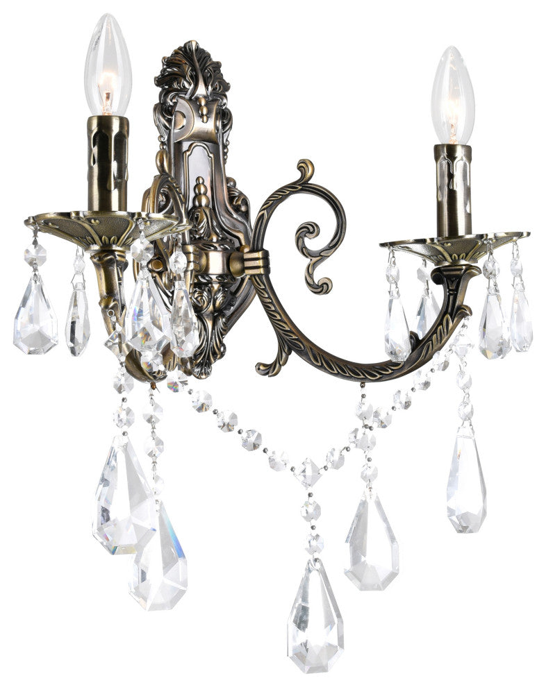 CWI Lighting Brass 2 Light Wall Sconce, With Antique Brass Finish