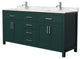 72"DBL Bathroom Vanity Green, Carrara Cult.Marble Countertop, Sinks, Nickel Trim