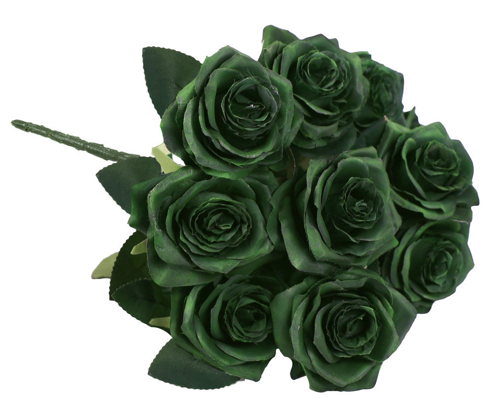 Set of 2 Artificial Queen Rose Flower Stem Bush Bouquet 18"