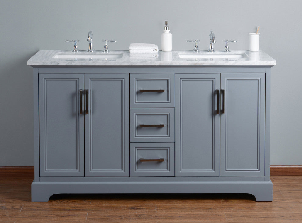 Ariane Bathroom Vanity, Gray, 60" Double Sink