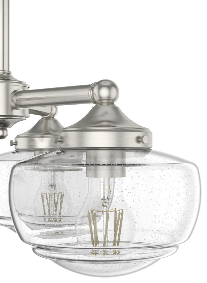 Saddle Creek Brushed Nickel, Clear Seeded Glass 3 Light Chandelier Light