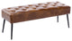 Button Tufts Bedroom Bench, Yellowish Brown With Black Legs-Faux Leather