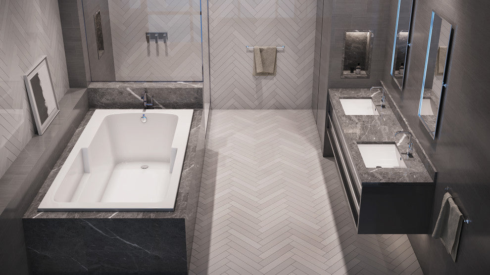 Malibu Coronado Rectangle Soaking Bathtub 60x32x22 Biscuit