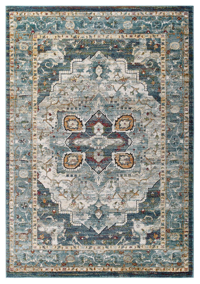 Tribute Diantha Distressed Vintage Floral Persian Medallion 8x10 Area Rug