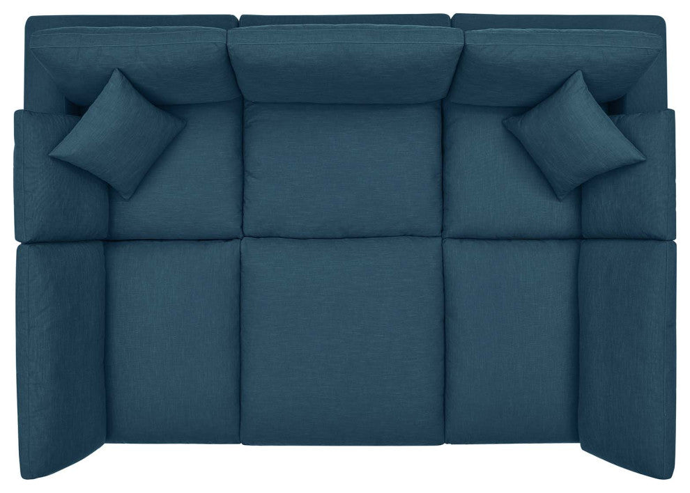 Modular Sectional Deep Sofa Set, Azure Navy Blue, Fabric, Modern, Hospitality