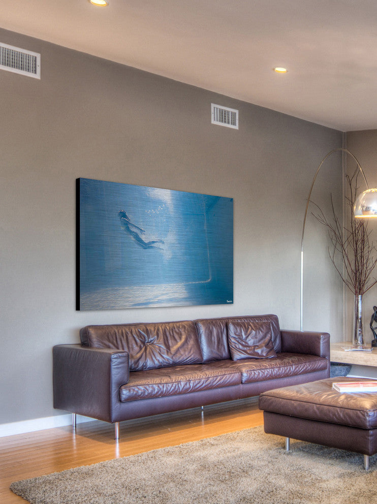 "Through the Blue" Painting Print on Brushed Aluminum, 60"x40"