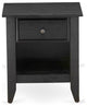 Nightstand Bedroom, 1 Wooden Drawer, Wire Brushed Black Finish