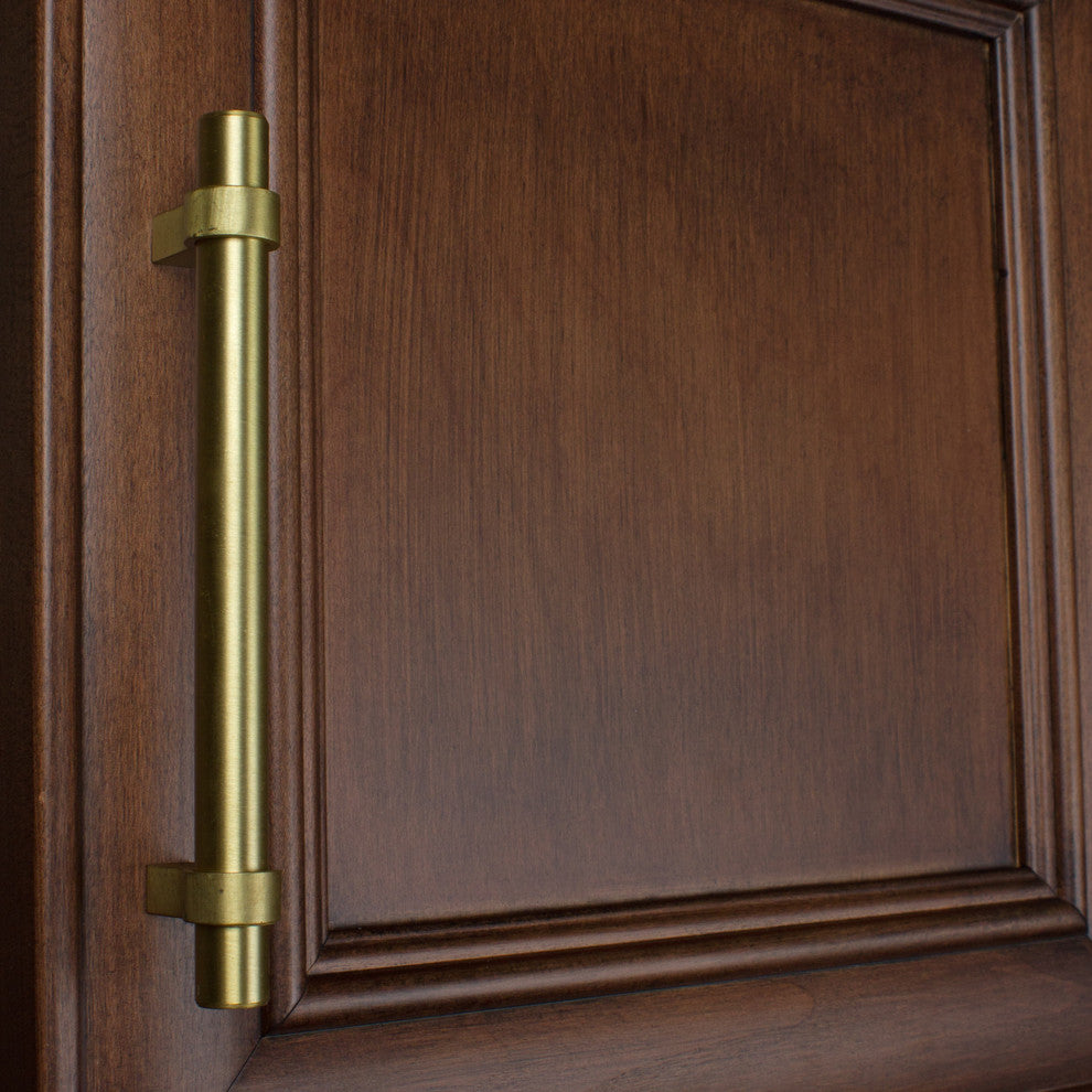 5" Screw Center Euro Solid Steel Bar Pull, Set of 3, Satin Gold