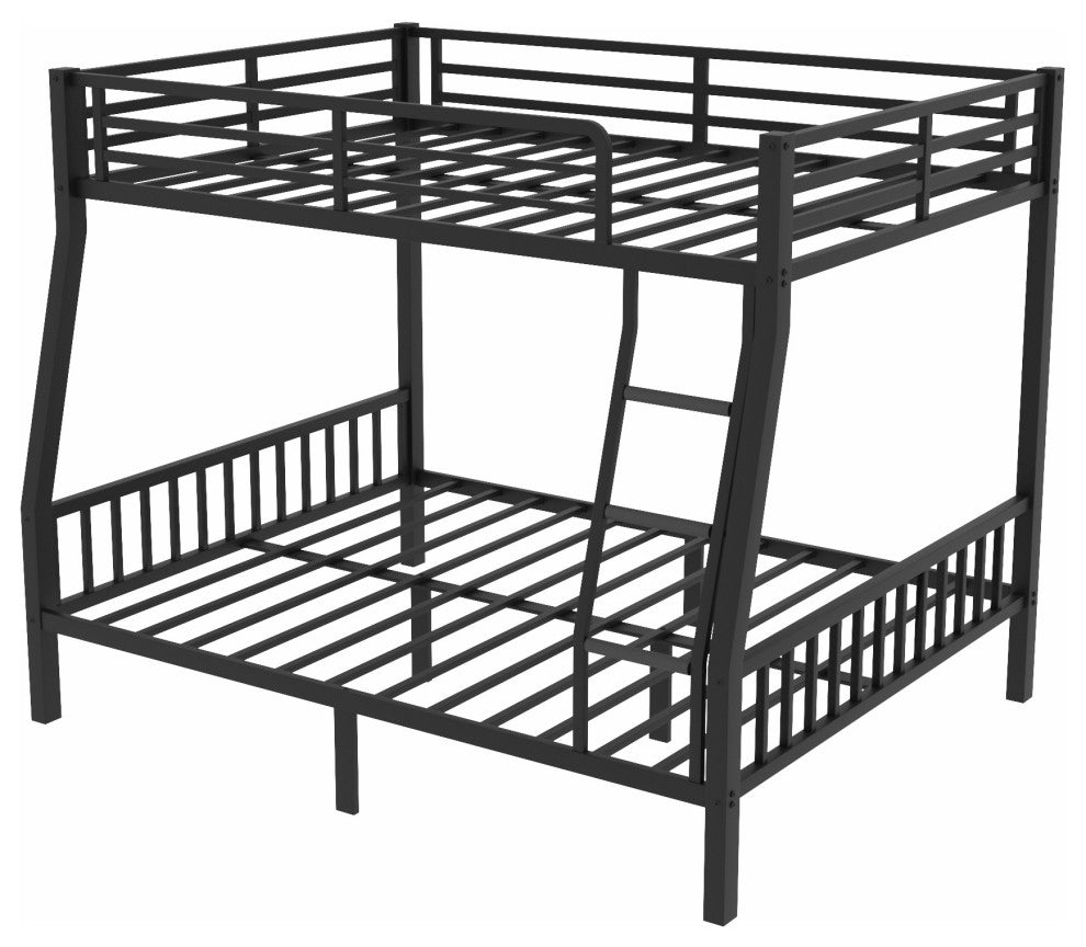 Gewnee Full XL Over Queen Metal Bunk Bed with Ladder and Slats Support