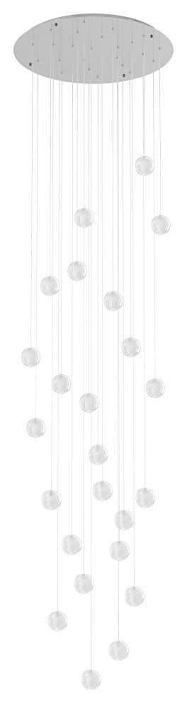 Modern Crystal Ball Long Raindrop Chandelier for Entrance Foyer Staircase, 24-Light
