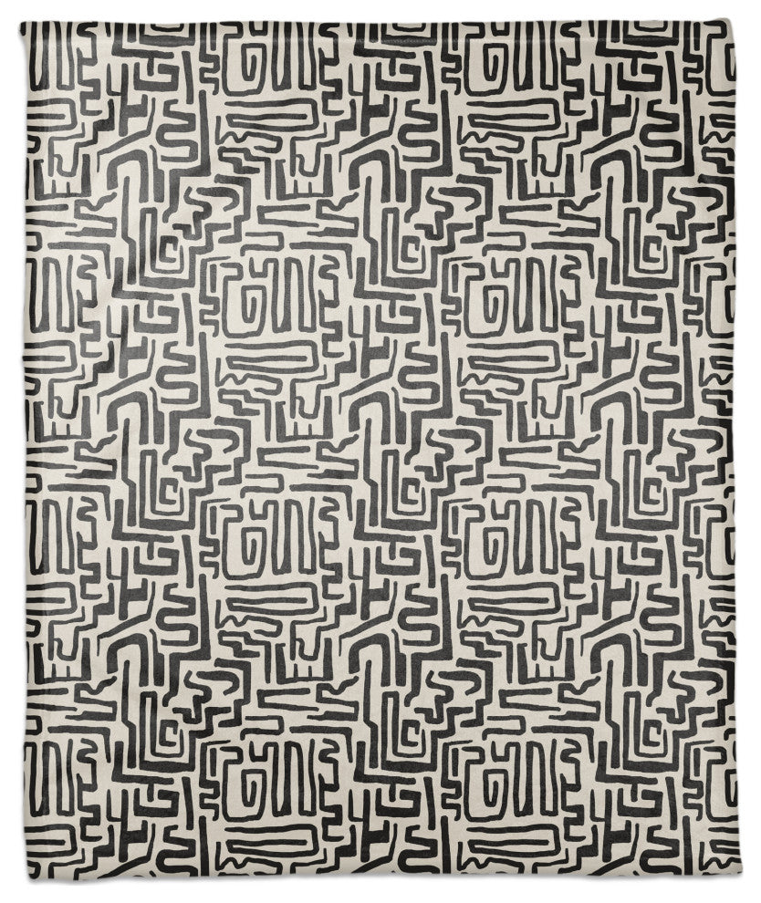 Black Maze Lines 50"x60" Coral Fleece Blanket
