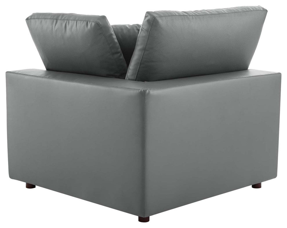 Commix Down Filled Overstuffed Vegan Leather Loveseat - Gray