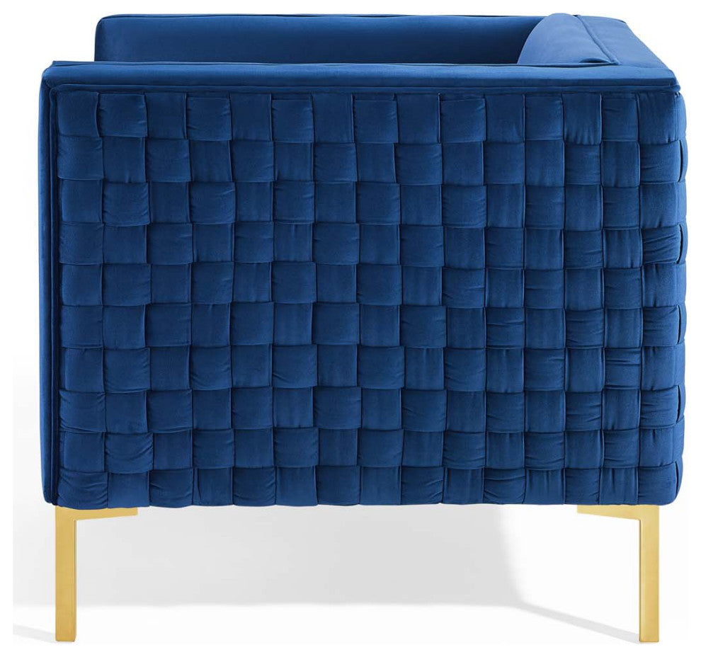 Armchair Accent Chair, Velvet, Blue Navy, Modern, Living Lounge Hospitality