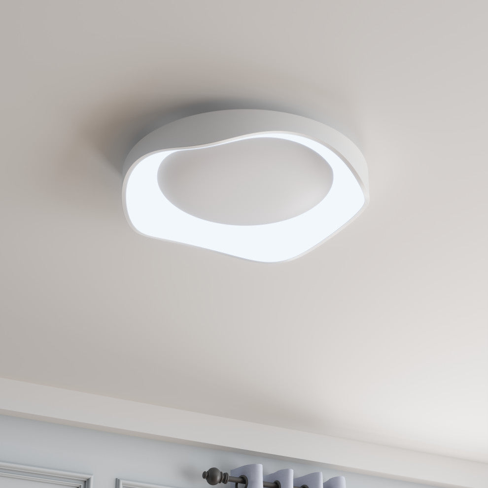 Modern White 1-Light Metal Frame LED Flush Mount Ceiling Light