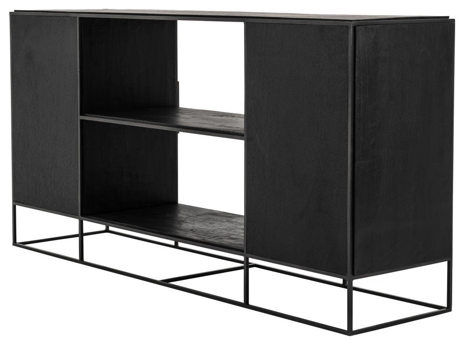Modern Rustic Black and Natural Media Center TV Stand