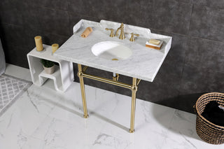 Kingston Brass LMS3630MB7 36" Carrara Marble Console Sink, Legs