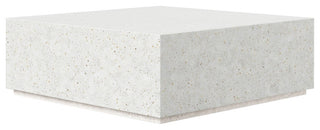 Bloc Square Concrete Coffee Table, Ivory Terrazo, 48"