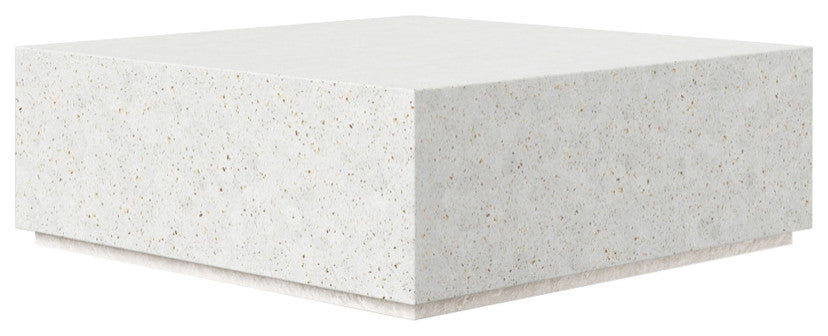 Bloc Square Concrete Coffee Table, Ivory Terrazo, 48"