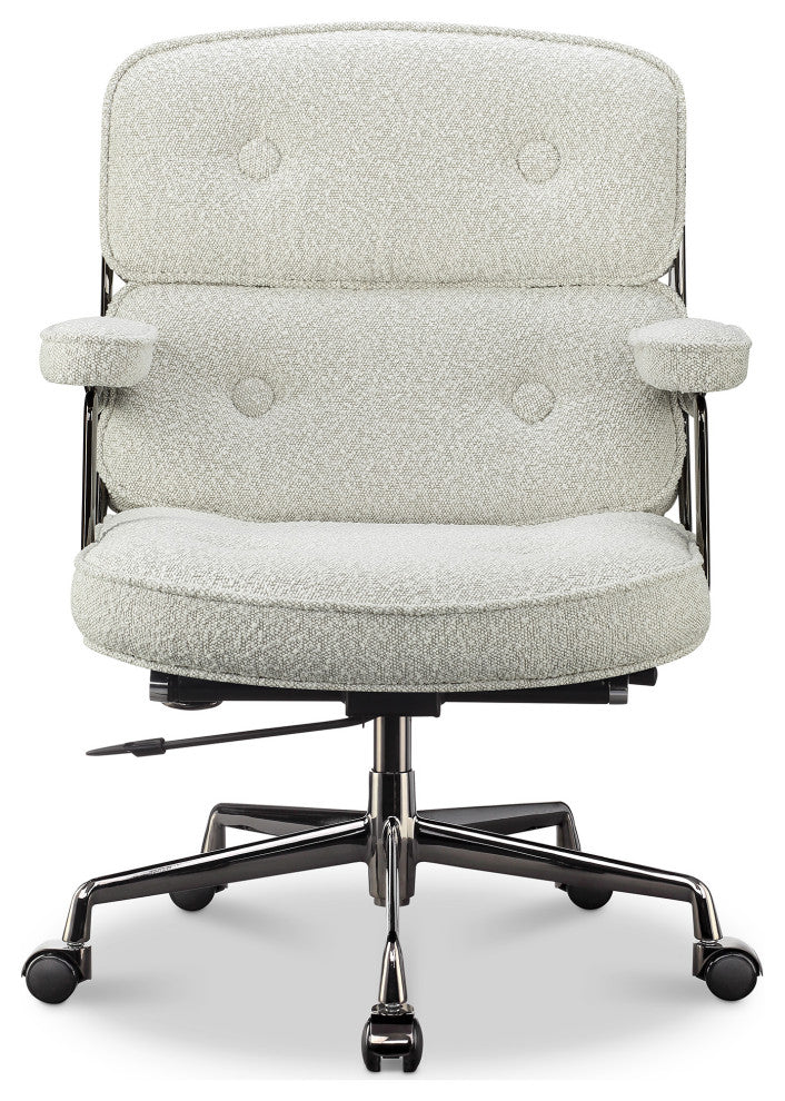 Lobby Mid Back Computer Office Desk Chair, Black Chrome&whtfab