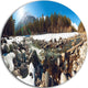 Baskan Mountain River At Wintertime, Landscape Round Wall Art, 23"