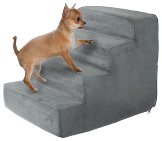 High Density Foam Pet Stairs 4 Steps With Removeable Cover By Petmaker, Gray