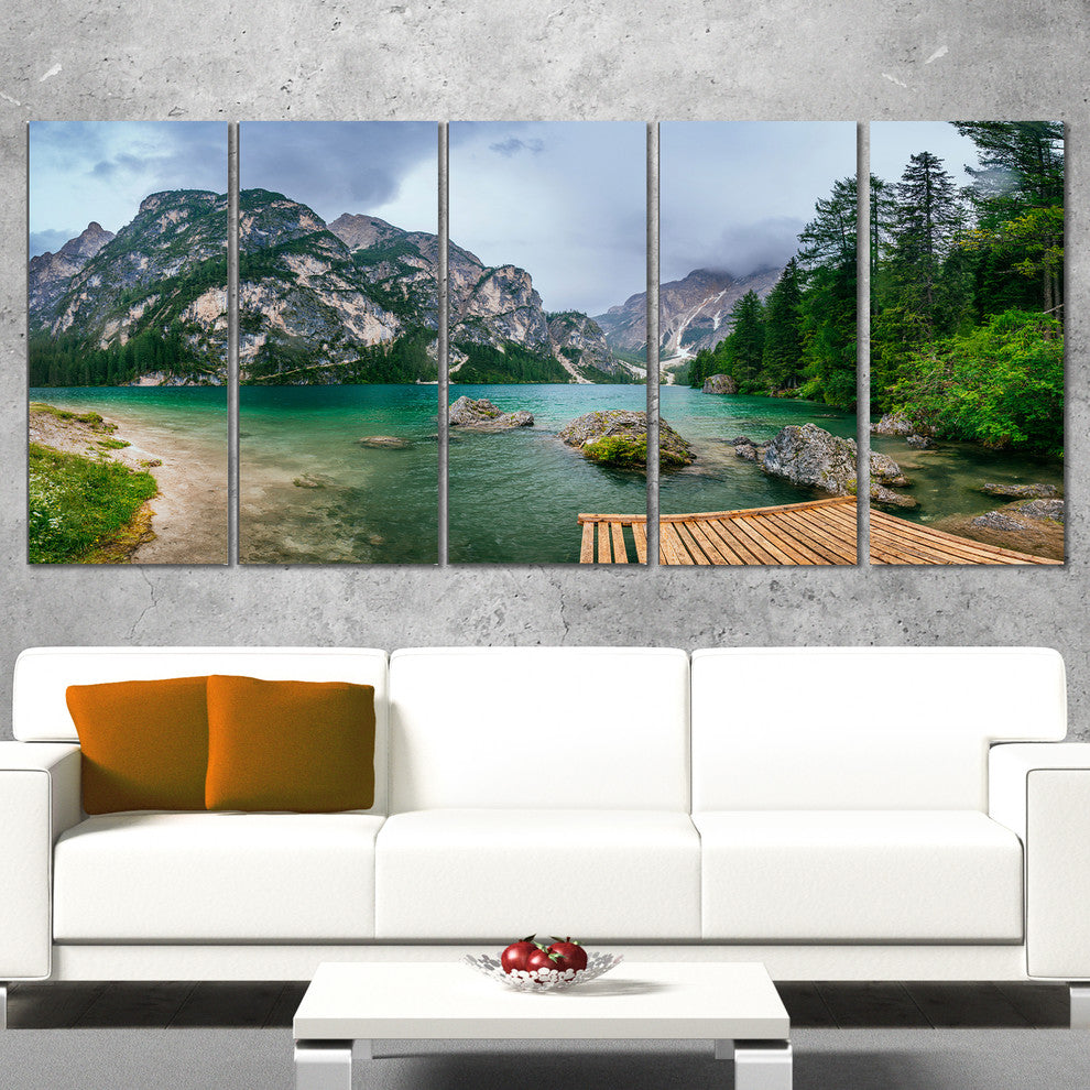 "Lake Between Mountains" Canvas Print, 5 Panels