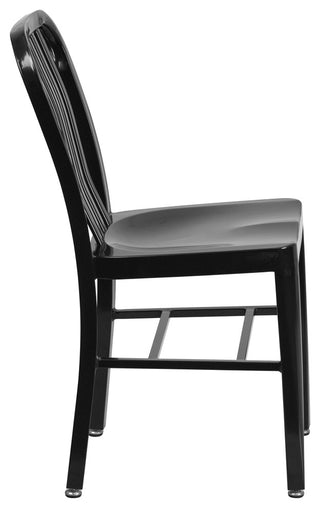 Commercial Grade Black Metal Indoor-Outdoor Chair