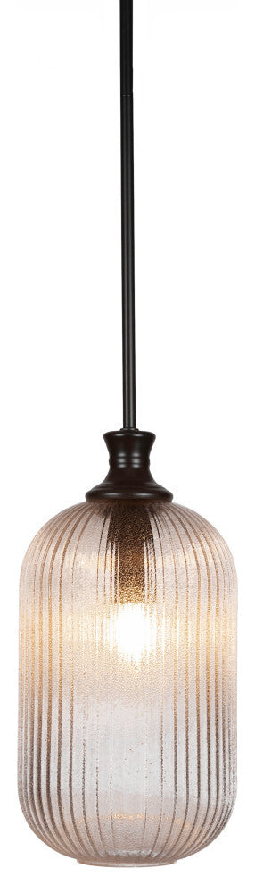 Carina 1-Light Stem Hung Pendant, Matte Black/Micro Bubble Ribbed