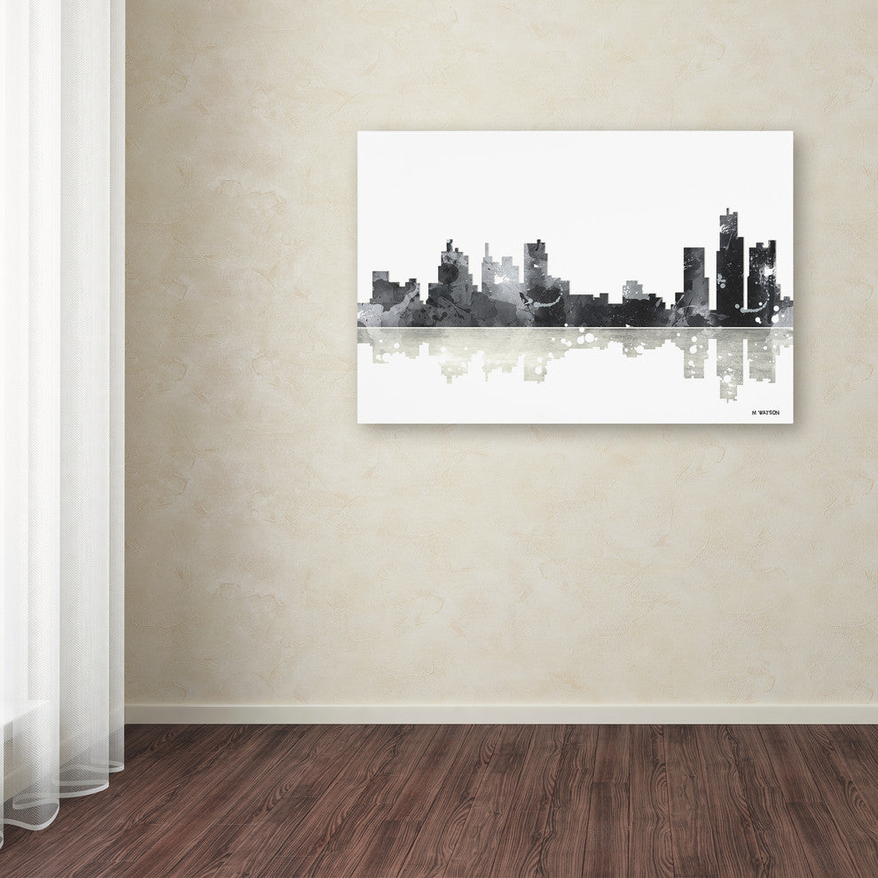 Marlene Watson 'Boston Mass Skyline BG-1' Canvas Art, 30"x47"