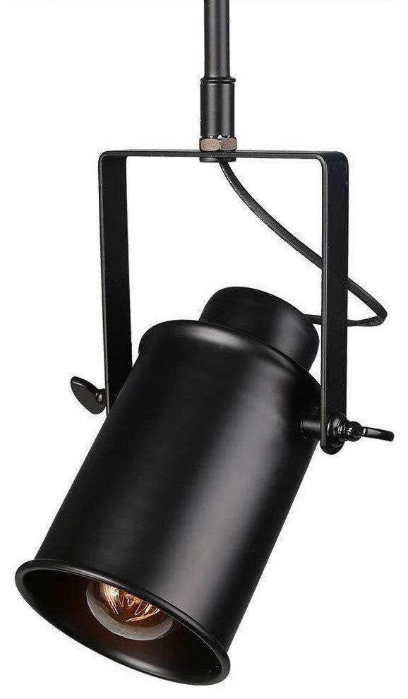 Industrial 3-Light Wood Close to Ceiling Track Lighting Spotlights, Black