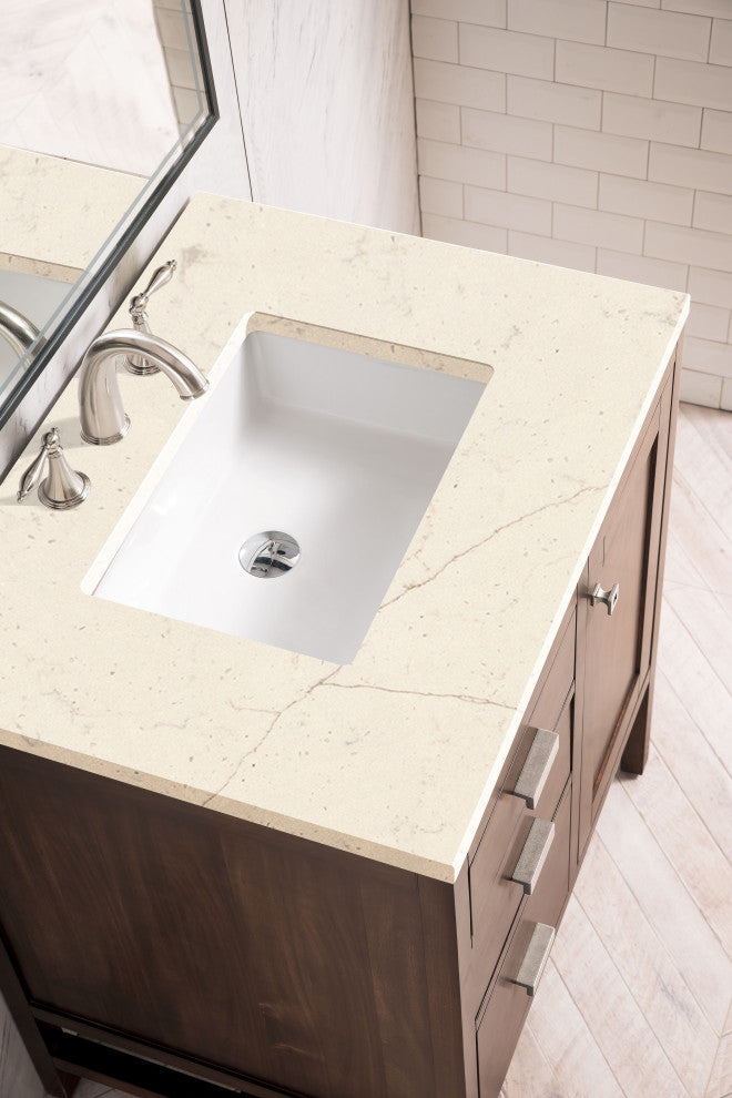 Addison 30" Single Vanity Cabinet, Mid Century Acacia, Eternal Marfil Quartz
