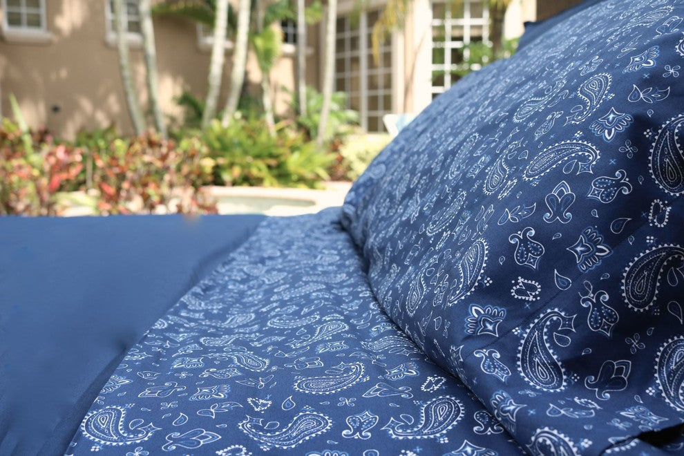 Solid Matte Sateen Comforter Set, Navy, Twin, Twin XL