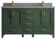 Malibu 60 Double Sink Bathroom Vanity in Lafayette Green 2" Piatra Gray