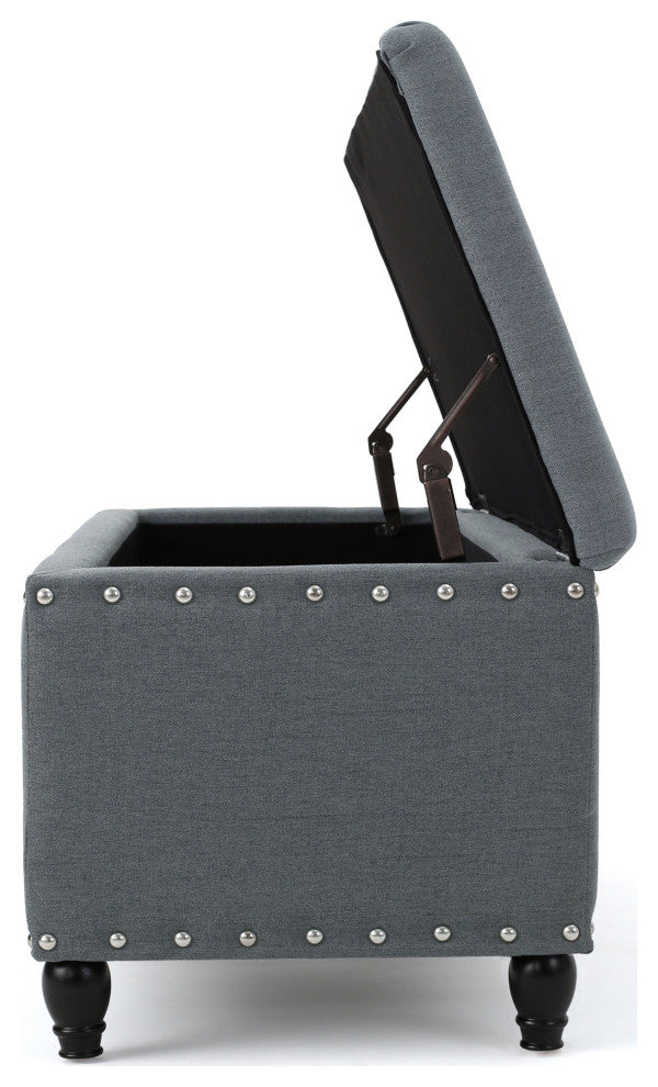 GDF Studio Evvy Fabric Storage Ottoman, Oxford Gray