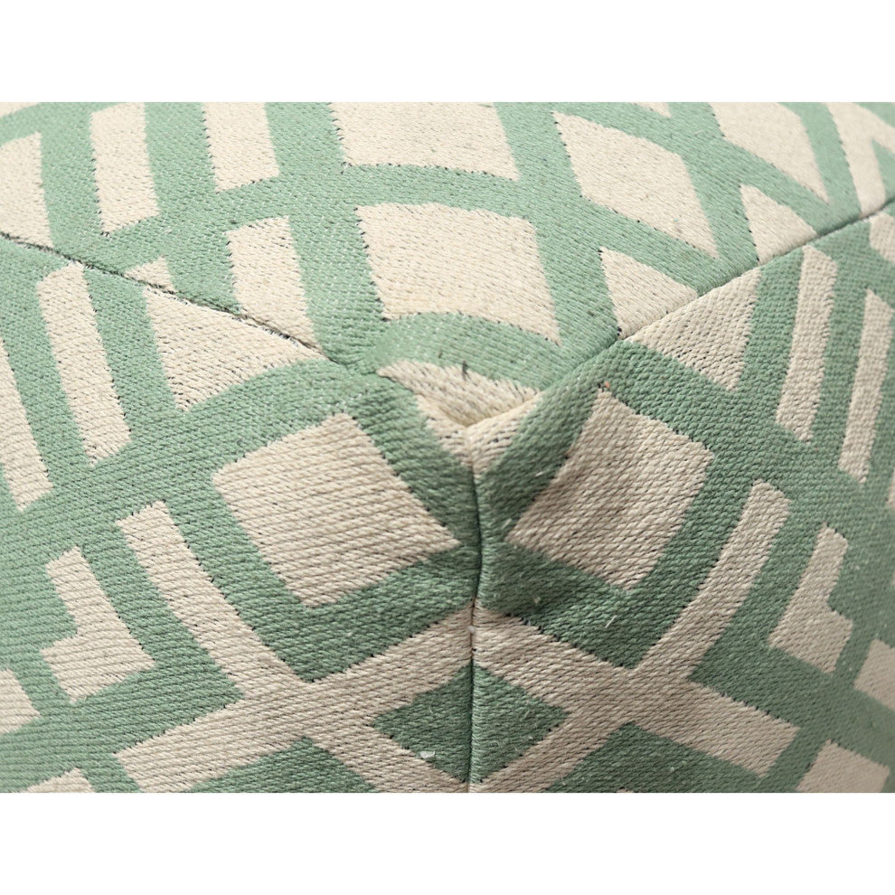 White Machine Woven Lory Pouf, 18" Cube