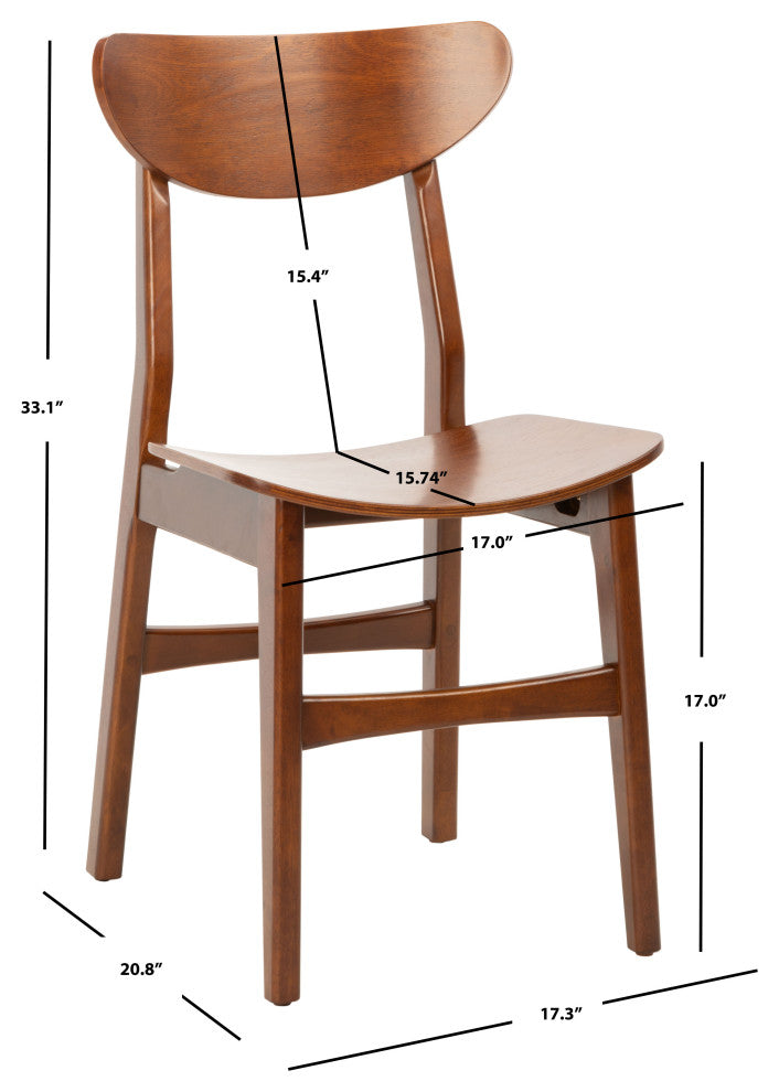 Safavieh Lucca Retro Dining Chair, Set of 2, Walnut