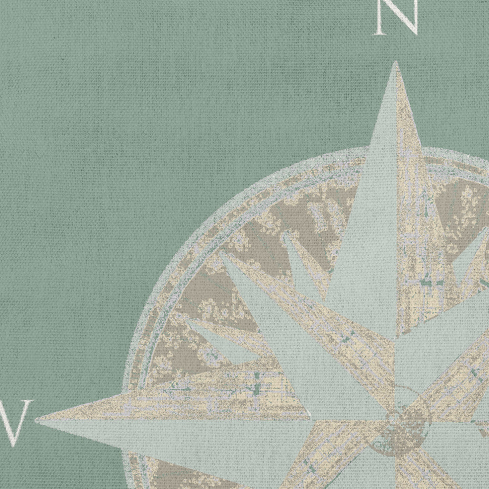 20x20" Compass Nautical Decorative Indoor Pillow, Sage