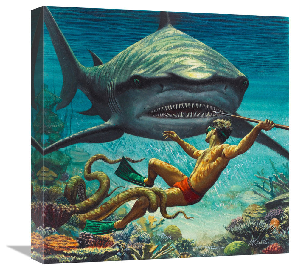 "I Fought the Sea Killer" Stretched Canvas Giclee by Mort Kunstler, 18"x18"