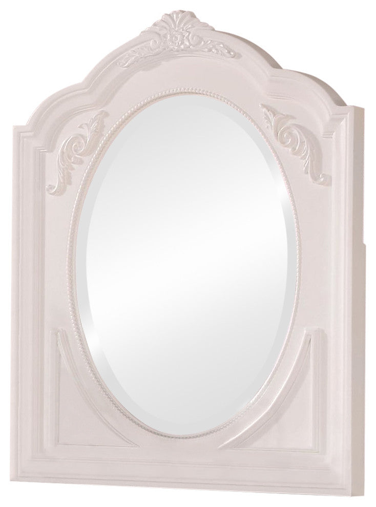 Wooden Decorative Oval Mirror, White