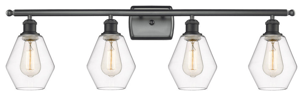 Innovations 516-4W-BK-G652-6 4-Light Bath Vanity Light, Matte Black