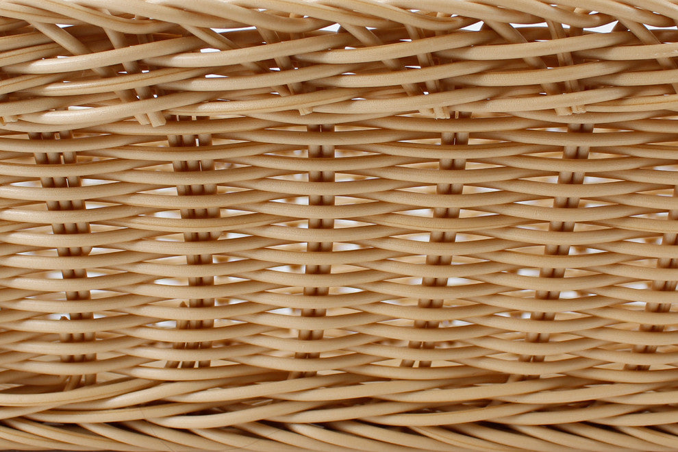 PLASKET Light Brown 3 Piece Rectangle Poly Wicker Basket Set