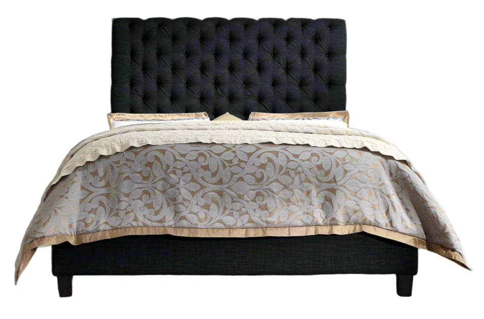 Alexis Chesterfield Tufted Upholstered Platform Bed, Queen, Charcoal