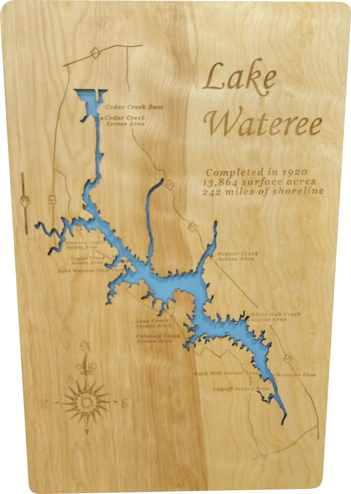 Lake Wateree, South Carolina-Wood Lake Map, Medium Standout