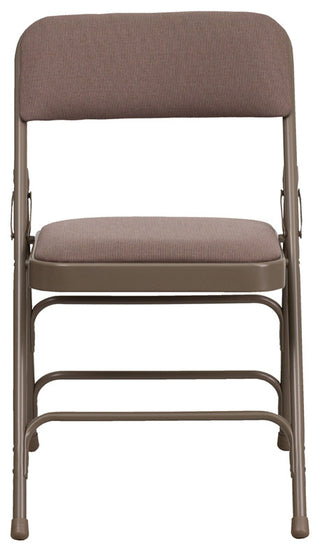 2 Pack HERCULES Curved Triple Braced & Double Hinged Folding Chairs, Beige Fabric/Beige Frame